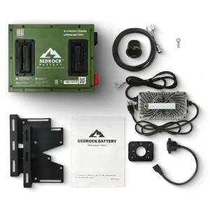 Bedrock lithium battery kit with accessories and charger