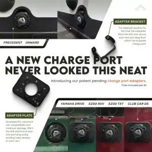 Golf cart charge port adapter kit components