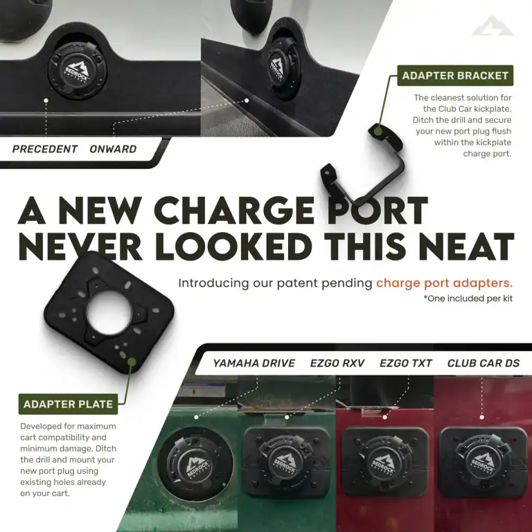 Golf cart charge port adapter kit components