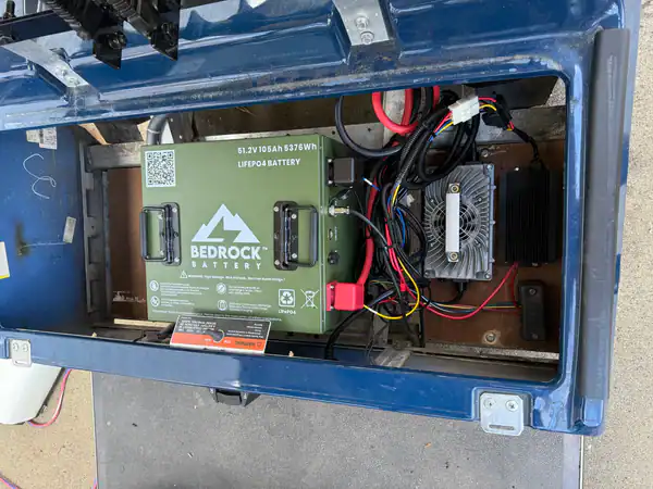 Lithium battery and wiring inside equipment compartment