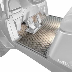 Custom golf cart floor mat with pedal area for enhanced durability and style.