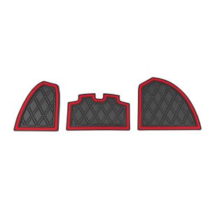 Custom cart floor mats with black and red design for durability and style.