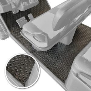 Custom vehicle floor mat with diamond pattern for durability and style.