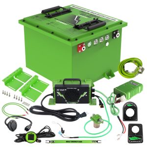 High-capacity green battery storage system for electric carts and vehicles.