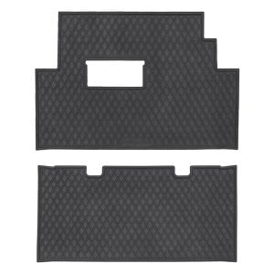 Durable black rubber floor mats for golf carts and utility vehicles, custom-fit for protection and s.