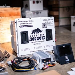 Lithium Rhino lithium battery for custom carts, high-performance power source.