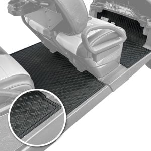 Golf cart floor mat with diamond pattern for durability and slip resistance.