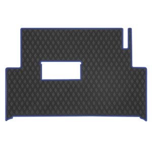 Custom cart floor mat with durable rubber surface and blue trim for SAS Custom Carts.