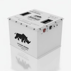 Lithium Rhino battery for custom carts, high-performance power source.